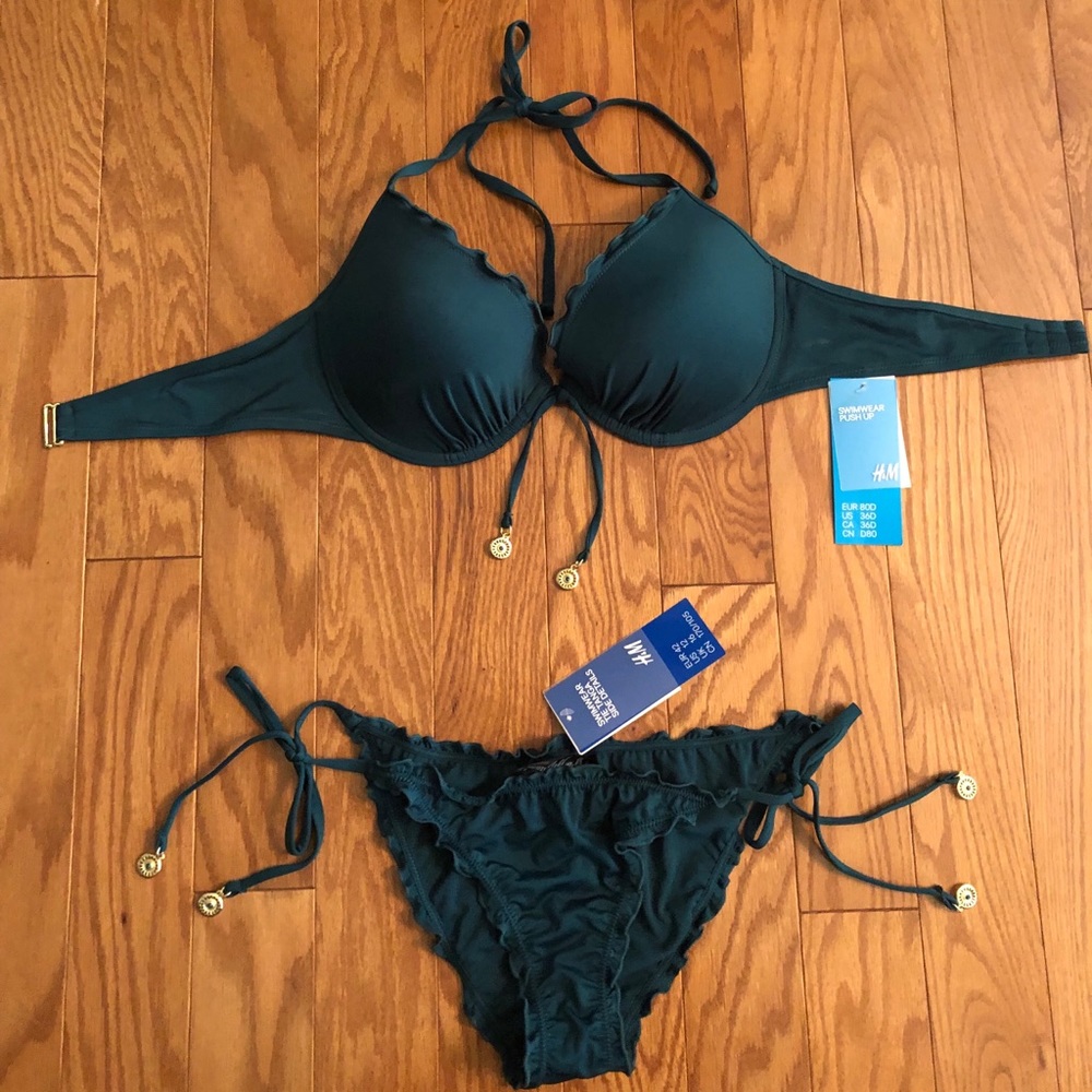 New with tags emerald green h&m push up bikini
